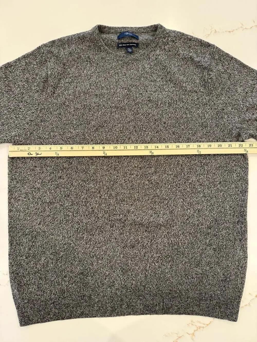 1901 Men's Gray Marled 90% Wool 10% Cashmere Crewneck Sweater